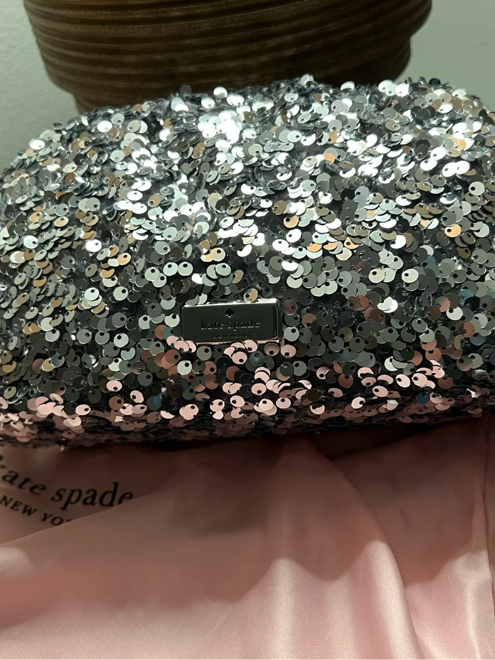 kate spade Silver Sequin Kiss-Lock Crossbody Bag